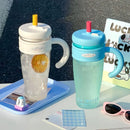 Ljojo 1100ML Large Capacity Straw Cup - Portable Leak-proof Water Bottle with Handle