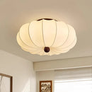 Medieval Style Pumpkin Cloth Bedroom Ceiling Lamp Retro Solid Wood Living Dining Room Decor Lights Ljojo