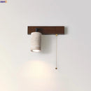 Ljojo Mid Century Modern LED Wall Light Pull Chain Switch Yellow Travertine Bedroom Lamps