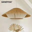 Ljojo Vintage Japanese Pendant Lamp Hemp Rope Chandelier Stylish Lighting Kitchen Living Roomudosundo