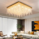 Ljojo Luxury Gold Crystal Chandelier LED Square Ceiling Light for Bedrooms and Living Rooms
