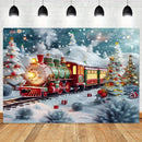 Christmas Candy Train Tapestry - Ljojo Red Background Cloth for Outdoor Home Decoration