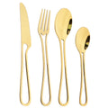 Gold Cutlery Set Stainless Steel Dinnerware Ljojo Tableware Party Kitchen Flatware
