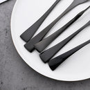 Ljojo 24Pcs Black Stainless Steel Flatware Set Steak Knife Fork Spoon Teaspoon Cutlery