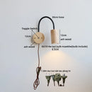 Ljojo LED Wall Sconce with Flexible Black Hose & Wood Accent