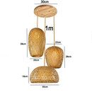 GEW Classic HandWoven Bamboo Lantern Pendant Lamp by Ljojo - Natural Rattan Wicker Chandelier Lighting.