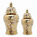 Ljojo™ Gold Ceramic Lattice Temple Jar with Lid - Home Decor Vase