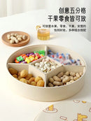 Ljojo Melamine Fruit Plate with Lid - Divided Snack Box for Living Room