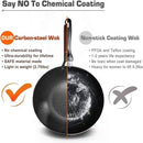 Ljojo 28cm Iron Frying Wok Pan, Handmade Cast, Gas Stove Kitchen Cookware