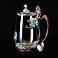 Enamel Glass Mug Set with Lid & Spoon by Ljojo: High-Temperature-Resistant Teaware