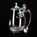 Enamel Glass Mug Set with Lid & Spoon by Ljojo: High-Temperature-Resistant Teaware