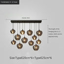 Modern Smoky Gray Glass Chandelier for Dining Kitchen Living Room Ljojo Nordic Pendant Light