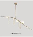 Ljojo Modern Nordic Designer G9 Gold Tassel Glass Chandelier for Living Room Dining Hall