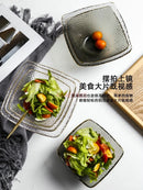 Ljojo 1100ml Glass Fruit Bowl with Gold Border, Square Hat Plate for Desserts