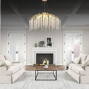 Crystal LED Chandelier: Gloss Art Strip Hanging Light for Living Room by Ljojo