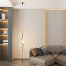 Black Linear Pendant Light Italian Design Minimalist Hanging Lamp for Living Room by Ljojo