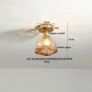 Ljojo Modern Amber Glass LED Ceiling Lights with Copper Socket for Home Decoration