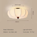 Medieval Style Pumpkin Cloth Bedroom Ceiling Lamp Retro Solid Wood Living Dining Room Decor Lights Ljojo