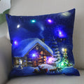 Ljojo LED Christmas Pillowcase 18x18 Inch Santa Snowman Cartoon Glowing Decor