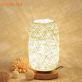 Wabi-sabi Rattan Twine LED Table Lamp Hand Knitted Chandelier by Ljojo