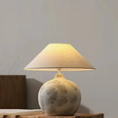 Ljojo Ceramic Table Lamp LED Night Light Fabric Lampshade Bedroom Decor Pottery Jar Style