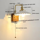 Ljojo LED Wall Sconce Pull Chain Switch Copper Ceramic Nordic Stair Light Fixtures