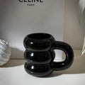 Ljojo 14oz Ceramic Coffee Mug Wavy Style Large Capacity Nordic Creative Cute Cup