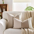 Cream Tan Two Tone Striped Pillow Cover for Home Sofa Couch Living Room by Ljojo