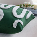 Christmas Boho Green Red 45x45 Tufted Pillow Cover, Farmhouse Sofa Decor, Ljojo Brand