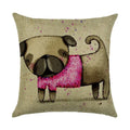 Cute Dog Watercolor Linen Cushion Cover 45*45cm - Ljojo