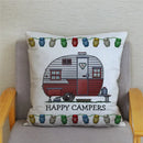 Happy Campers Owl Motorhome Print Pillow Case by Ljojo