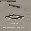 Ljojo Black Aluminum Hanging Lamp Modern LED Square Pendant Light for Home Loft Decor