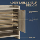 Ljojo™ Fluted Shoe Cabinet: 41'' Tall 2-Door Storage Organizer with 5-Tier Shelves
