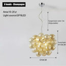 Ljojo Magic Beans Glass Bubble Chandelier: Nordic Fashion Pendant Light for Living Room Dining Office