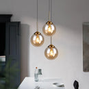 Ljojo Amber Smoke Gray Glass Pendant Lamp LED E27 Hanging Light Dining Room Kitchen Island