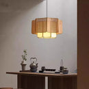Ljojo Japanese Rattan Fabric Chandelier LED Pendant Light Retro Art Indoor Home Decor