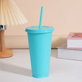 Ljojo 24oz Solid Color Reusable Cold Cup with Lid and Straw