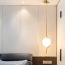 Ljojo Milky Glass Ball Pendant LED Sconces for Bedroom - Long Cable Hanging Lamp