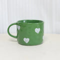 Ljojo 10oz Heart Pattern Ceramic Coffee Mug with Handle, Unique Design, Lovely Gift