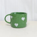 Ljojo 10oz Heart Pattern Ceramic Coffee Mug with Handle, Unique Design, Lovely Gift