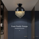 Ljojo Retro K9 Crystal Ceiling Light Fixture Black/Golden LED Cafe Lamp