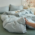 Ljojo Luxury Cotton Stripe Duvet Cover Set - Yarn-Dyed Bedding Set