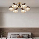 Italian All Copper Walnut Medieval Style Ceiling Light Glass Lamp by Ljojo
