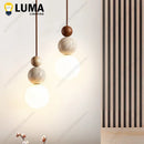 Ljojo Japanese Style Yellow Travertine Pendant Lights | Nature Stone Hanging Lamps for Bedroom Kitchen