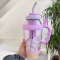 Ljojo 1200ml Sport Water Bottle with Tea Infuser and Straw, Handle - Cute Design