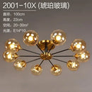 Ljojo Modern Glass Ball Led Chandelier Retro Ceiling Dining Room Bedroom Decoration Lighting