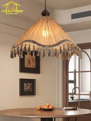 French Retro Fringe Chandelier by Ljojo | LED E27 Atmosphere Medieval Zen Art Hanging Lamp