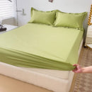 Ljojo 100% Cotton Fitted Sheet & Pillowcase Set, White, 180x200, 3Pcs