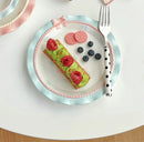 Ljojo Mini Pink Cutlery Set with Dessert & Fruit Plates & Bow-Shaped Meal Plate