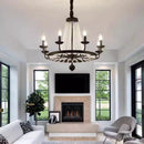 American Country Retro Crystal Chandelier Black Dining Room Bedroom Pendant Light by Ljojo